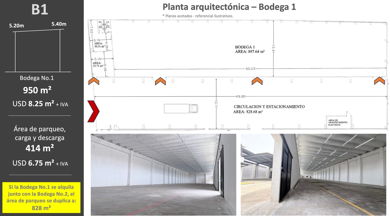 Bodega ( No.1 ) - con Garita, Area de Parqueo, Carga y Descarga — Bodega / Ofibodega en Alquiler en Altos de la colonia, Zona 12, Guatemala, Ciudad — foto 1 de 7