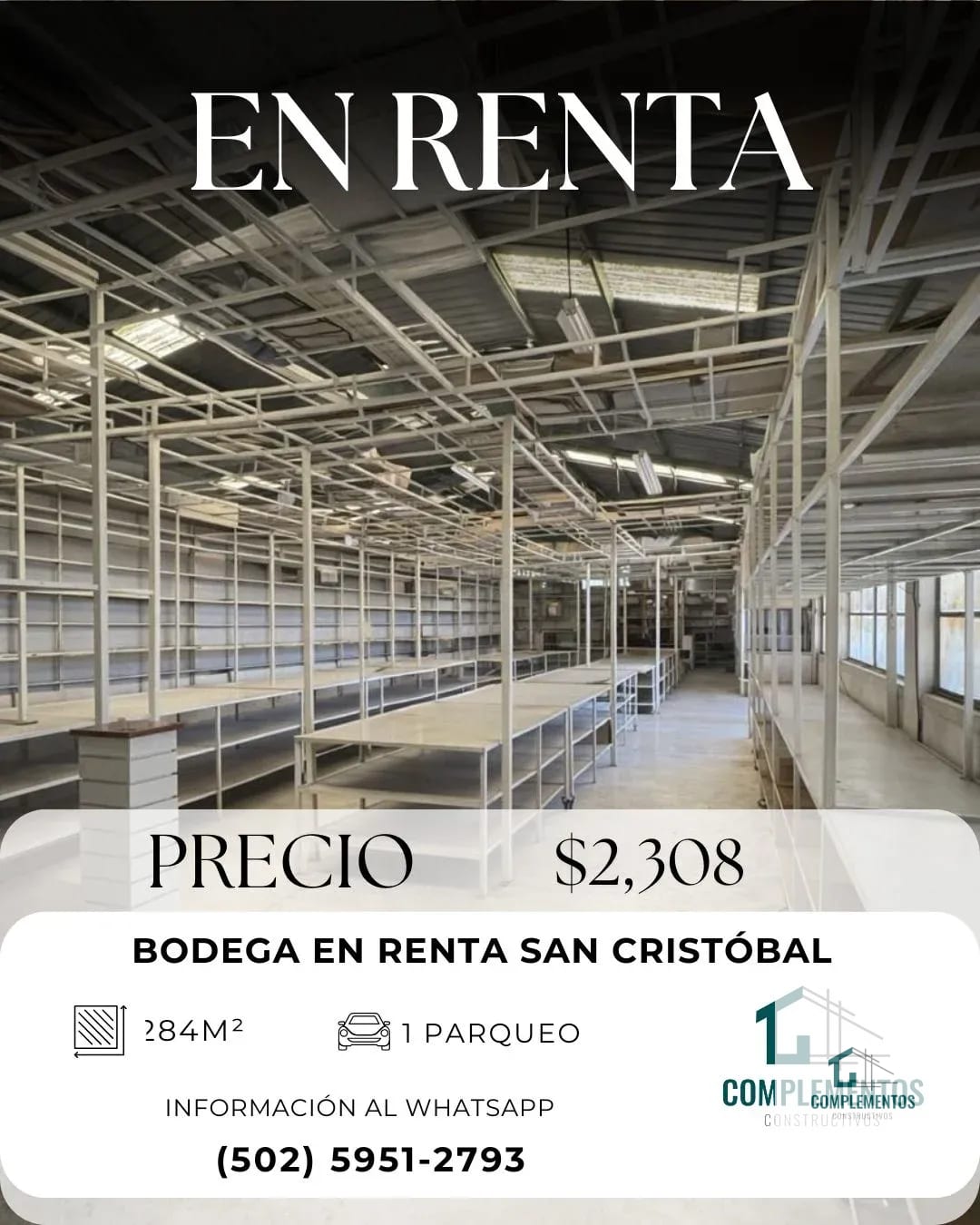 Bodega en renta Granjas de San Cristobal zona 8nde Mixco — Bodega / Ofibodega en Alquiler en Zona 8 Mixco, Guatemala, Ciudad — foto 1 de 4