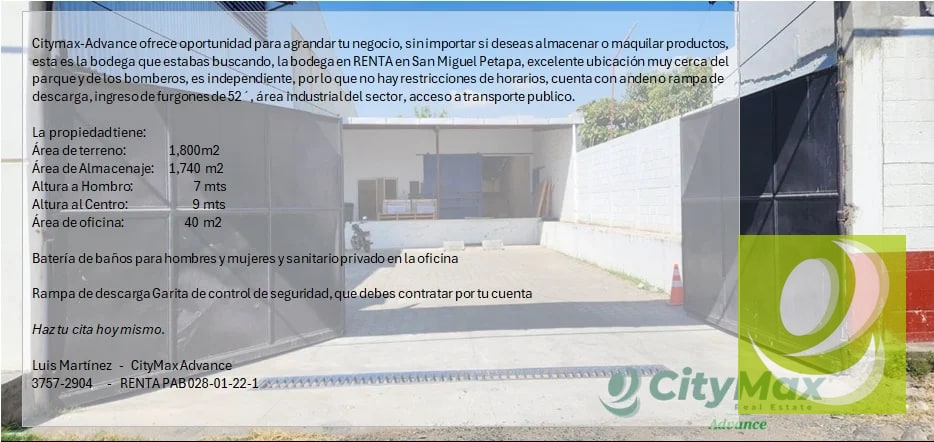 RENTO BODEGA SAN MIGUEL PETAPA Q78,000 PAB 028-01-22-1 - 6